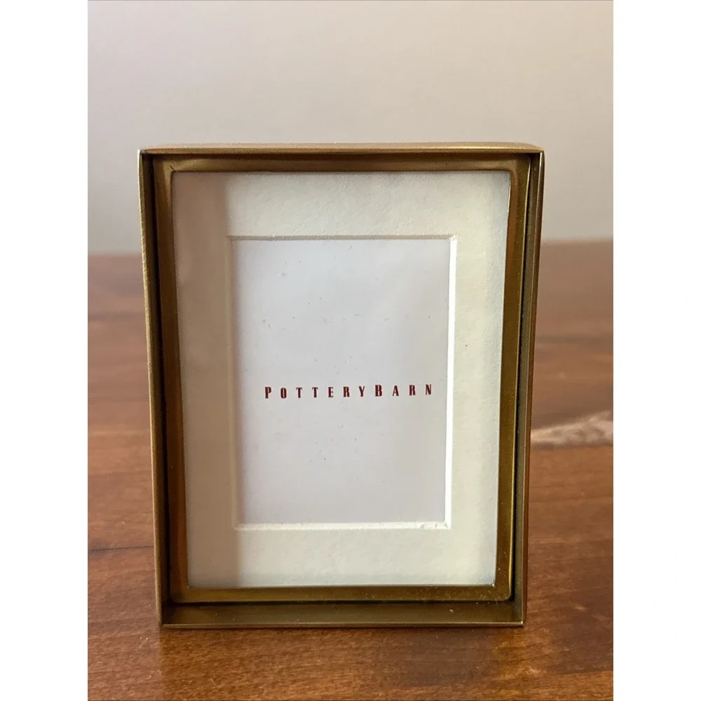 Pottery Barn Stowe Brass Picture Photo Frame Christmas Tree Ornament 4.5